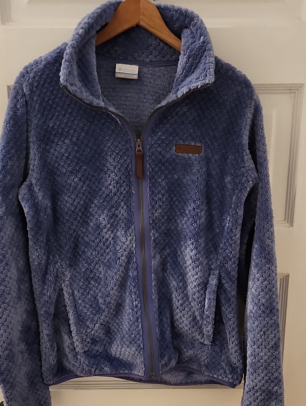 Plush Zip-Up Teddy Jacket in Lavender Blue